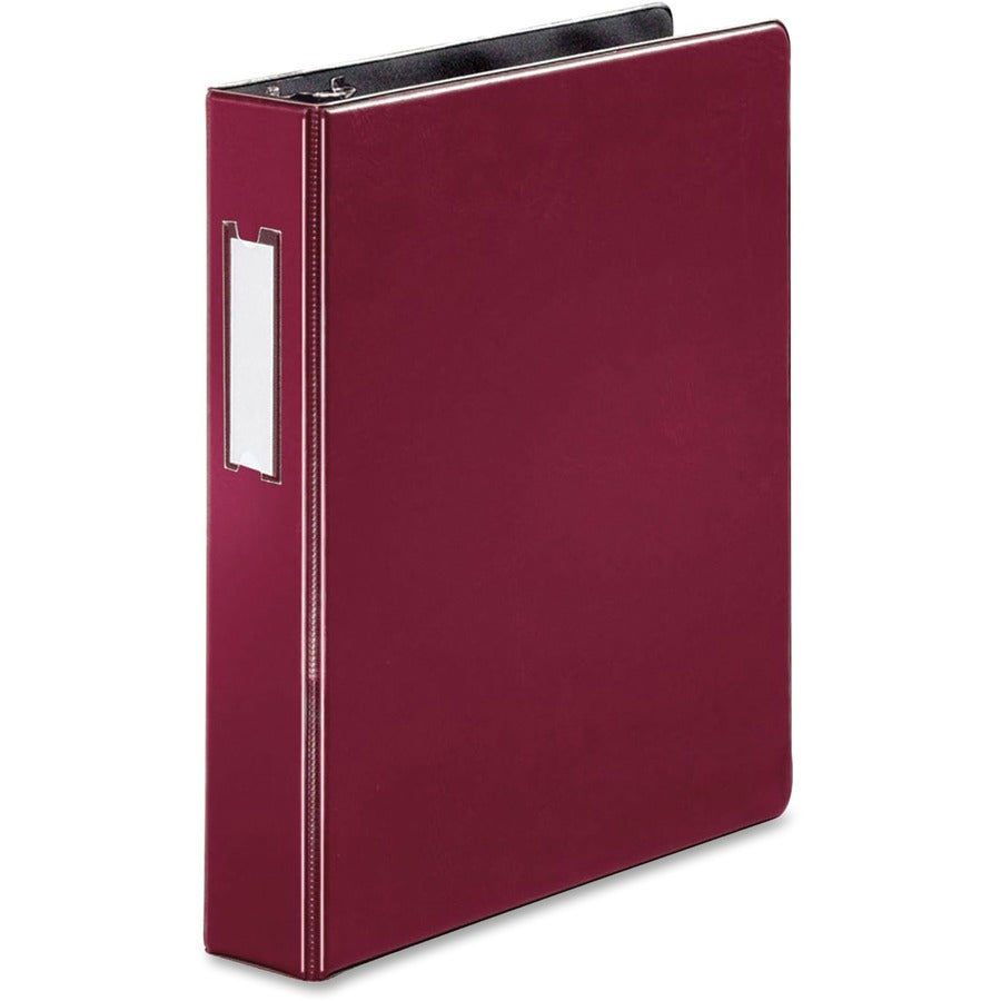 Business Source 1.5" D-Ring Binder - 1 1/2" Binder Capacity - 375 Sheet Capacity - Fastener: Slant D-Ring - Pocket: Internal - Burgundy - Lay Flat, Label Holder - 1 Each