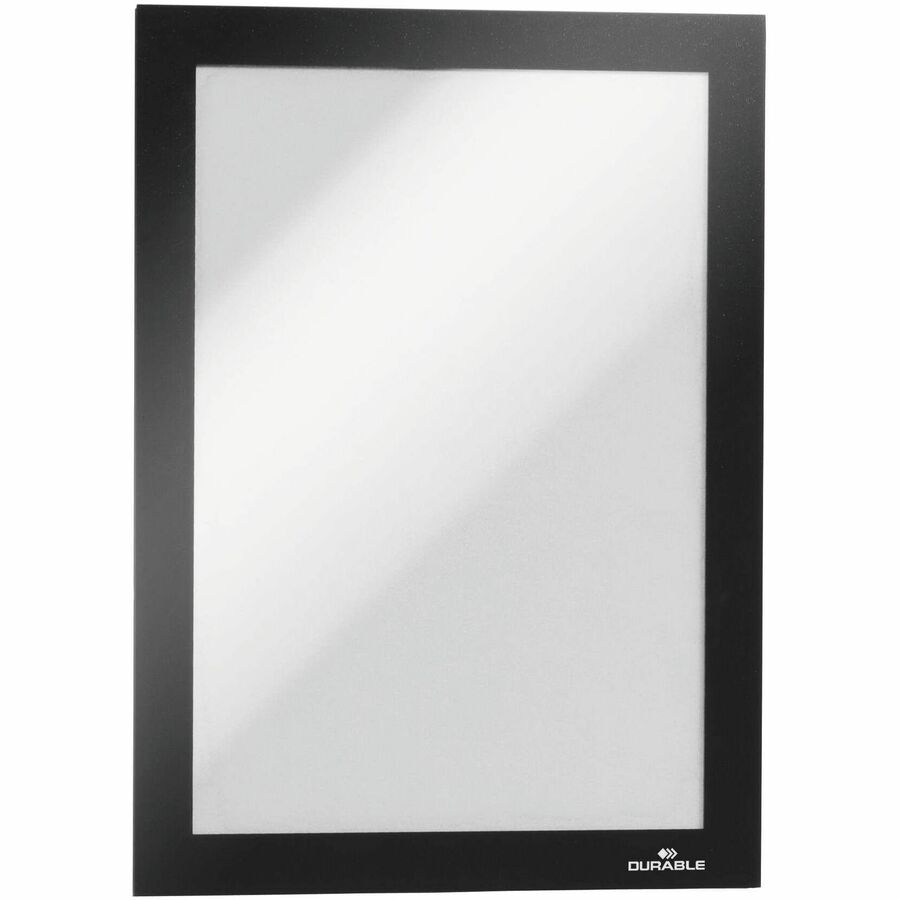 DURABLE Duraframe Half Letter - 8.50" x 5.50" Frame Size - Rectangle - Horizontal, Vertical - Self-adhesive, Sturdy, Dual-sided, Magnetic - Black - 2 / Pack