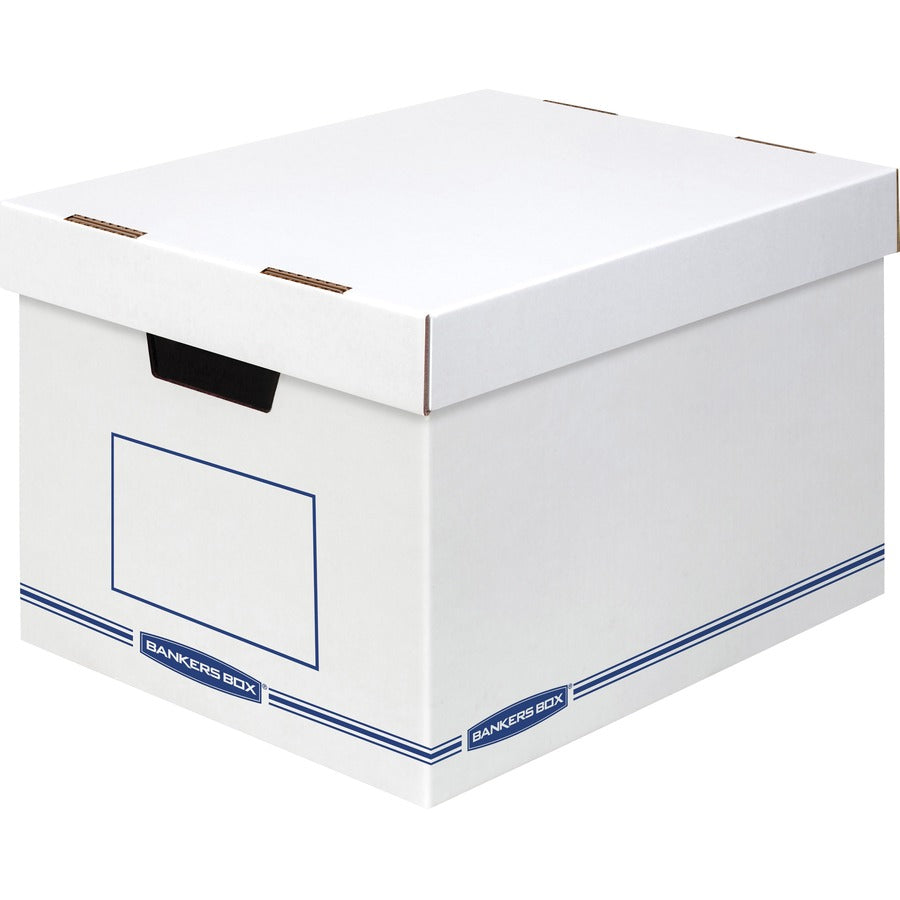 Bankers Box Organizer Storage Boxes - External Dimensions: 12.8" Width x 16.5" Depth x 10.5" Height - Medium Duty - Single/Double Wall - Stackable - White, Blue - For Storage - 12 / Carton