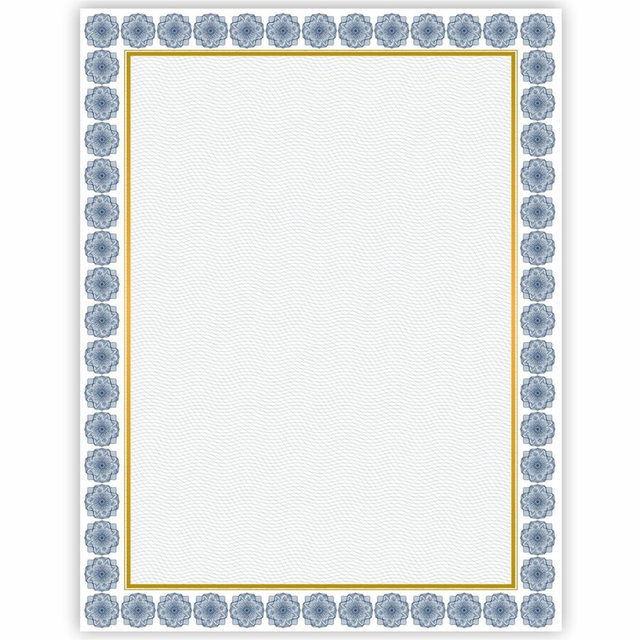 Geographics Award Certificates Burgundy Gold Foil - 24 lb Basis Weight - 8.5" Width x 11" Length - Inkjet Compatible - White with Kensington Blue, Gold Border - 15 / Pack