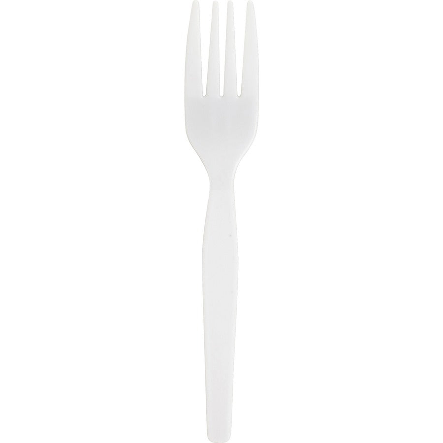 Genuine Joe Medium-Heavyweight Plastic Forks - 1 Piece(s) - Fork - 1 x Fork - Disposable - White - 1 Carton