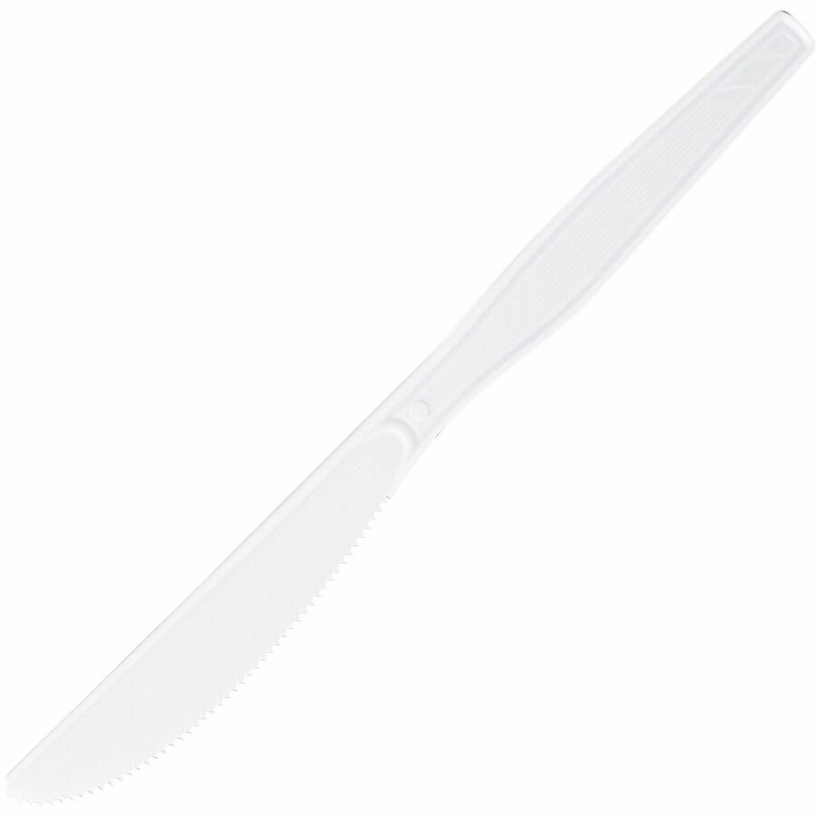 Genuine Joe Medium-Heavyweight Plastic Knives - 1 Piece(s) - Knife - 1 x Knife - Disposable - White - 1 Carton