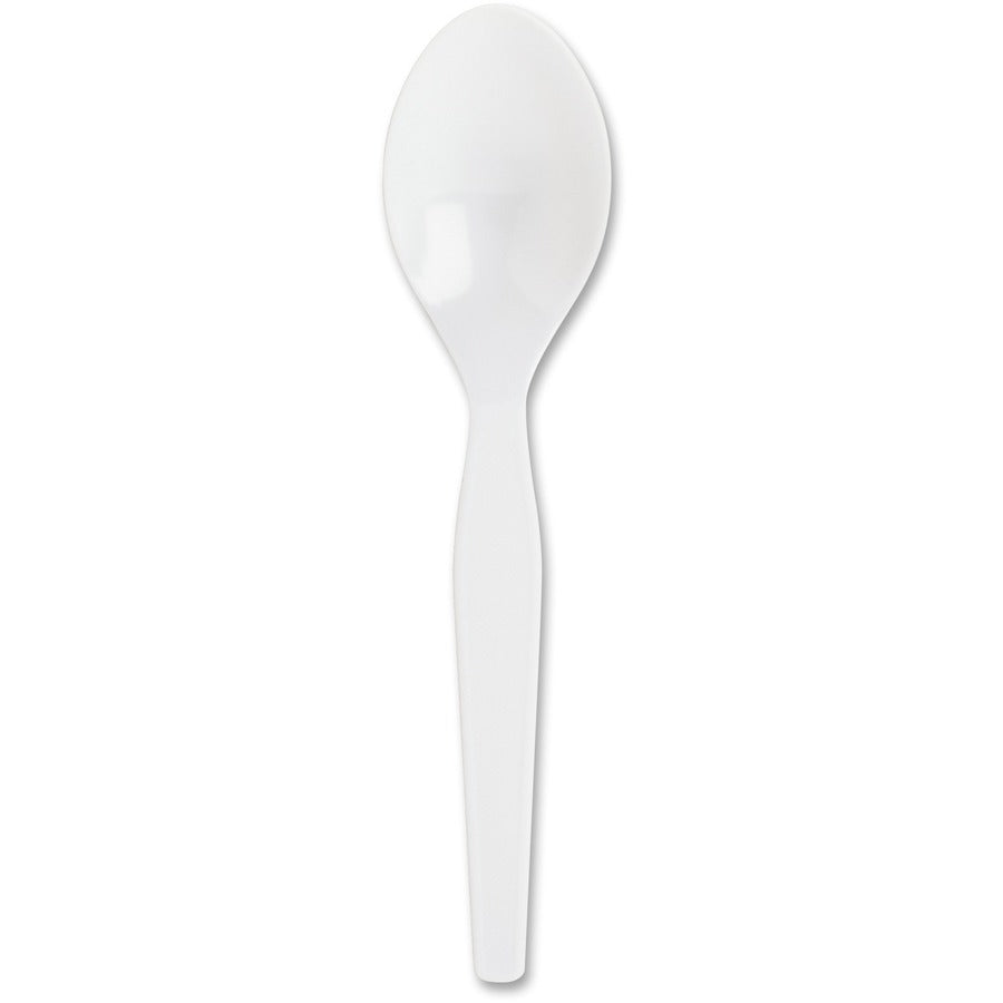Genuine Joe Medium-Heavyweight Plastic Spoons - 1 Piece(s) - Spoon - 1 x Spoon - Disposable - White - 1 Carton
