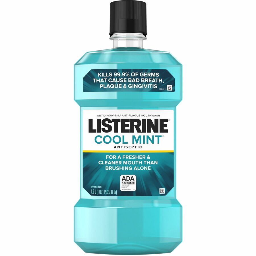 LISTERINE&reg, Cool Mint Antiseptic Mouthwash - For Plaque, Bad Breath, Gingivitis - Mint - 1.59 quart - 1 Each