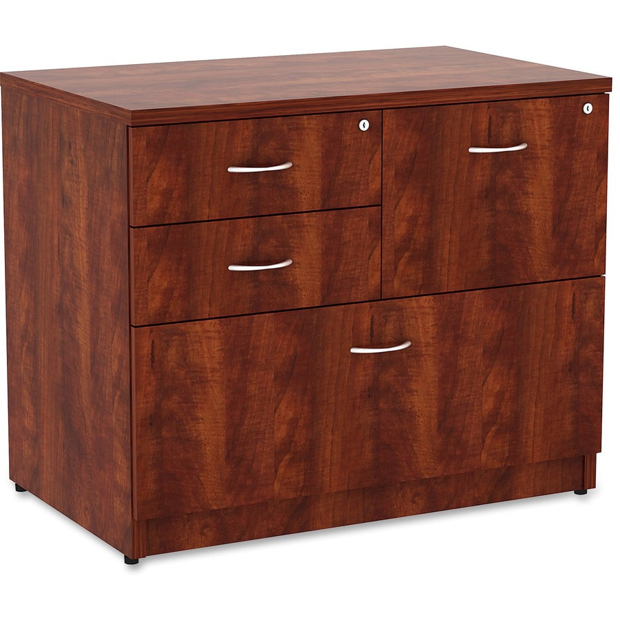 Lorell Essentials Series Box/Box/File Lateral File - 1" Thickness Side Panel, 29.5" Height x 35.5" Width x 22" Depth Lateral File - Total Drawer(s): 4 - Cherry Laminate Table Top - Versatile, Ball Bearing Glide, Drawer Extension, Security Lock, Durable...