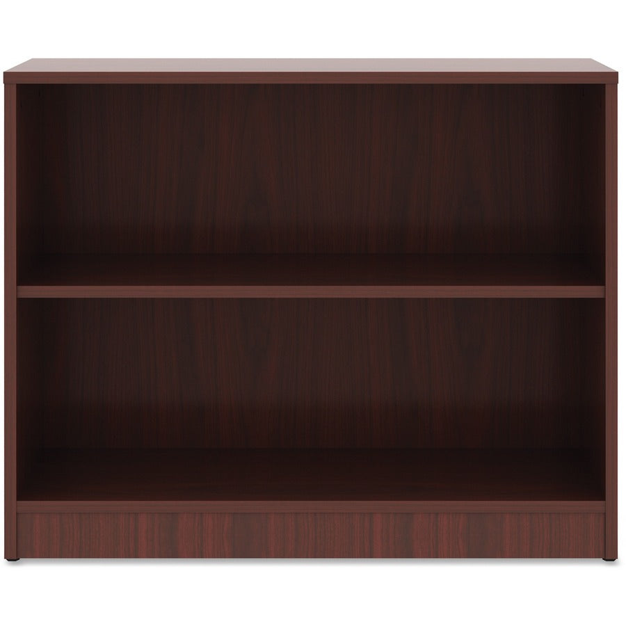 Lorell Laminate Bookcase - 2 Shelf(ves) - 29.50" Height x 36" Width x 12" Depth - Sturdy, Adjustable Feet, Adjustable Shelf - Thermofused Laminate (TFL) - Mahogany - Laminate - 1 Each