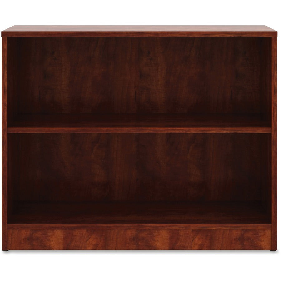 Lorell Laminate Bookcase - 2 Shelf(ves) - 29.50" Height x 36" Width x 12" Depth - Sturdy, Adjustable Feet, Adjustable Shelf - Thermofused Laminate (TFL) - Cherry - Laminate - 1 Each