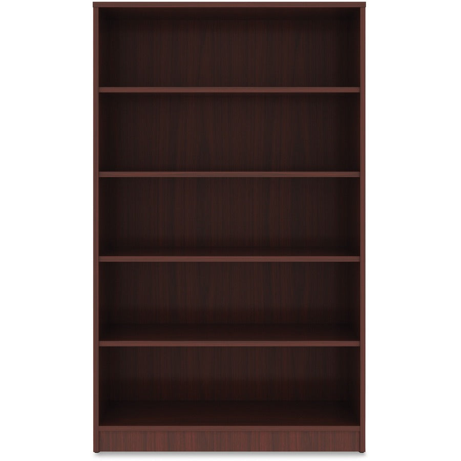 Lorell Laminate Bookcase - Rectangle - 0.7" Thickness Shelf, 60" Height x 36" Width x 12" Depth - 5 Shelve(s) - 4 Adjustable Shelf(ves) - Square Edge - Material: Thermofused Laminate (TFL) - Finish: Mahogany - 1 Each