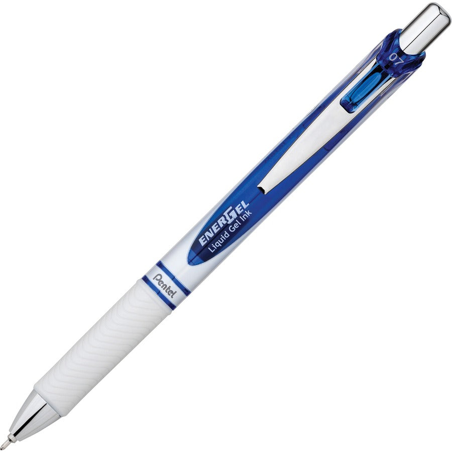 EnerGel EnerGel Pearl Retractable Liquid Gel Pen - Refillable - Retractable - Blue Ink - Gel-based - Pearl White Barrel - Metal Tip - 12 / Dozen
