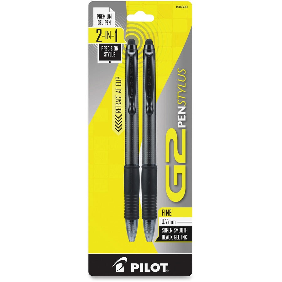 G2 Retractable Gel Ink Rolling Ball Pens - Fine Pen Point - 0.7 mm Pen Point Size - Refillable - Black Gel-based Ink - Gray Plastic Barrel - Retractable - Pocket Clip, Smooth Writing, Long Lasting, Comfortable, Anti-fatigue, Stylus, Rubber Grip, Quick...