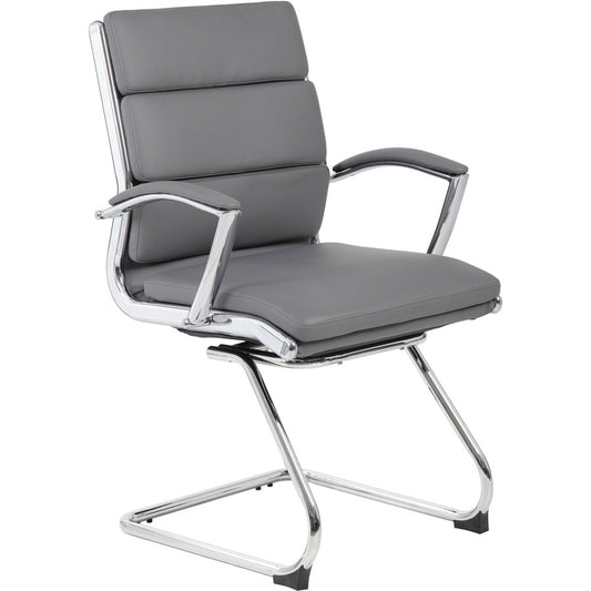 Boss B9479 CaressoftPlus Guest Executive Chair - Gray Seat Color - Vinyl Seat Material - Gray Back Color - High Back - Cantilever Base - 1 Each