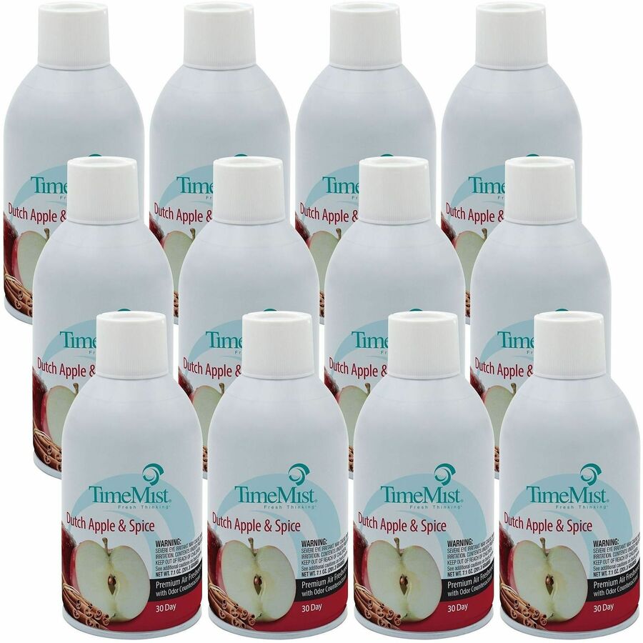 TimeMist Metered 30-Day Dutch Apple/Spice Scent Refill - Spray - 6000 ft� - 6.6 fl oz (0.2 quart) - Dutch Apple & Spice - 30 Day - Long Lasting, Odor Neutralizer - 12 / Carton