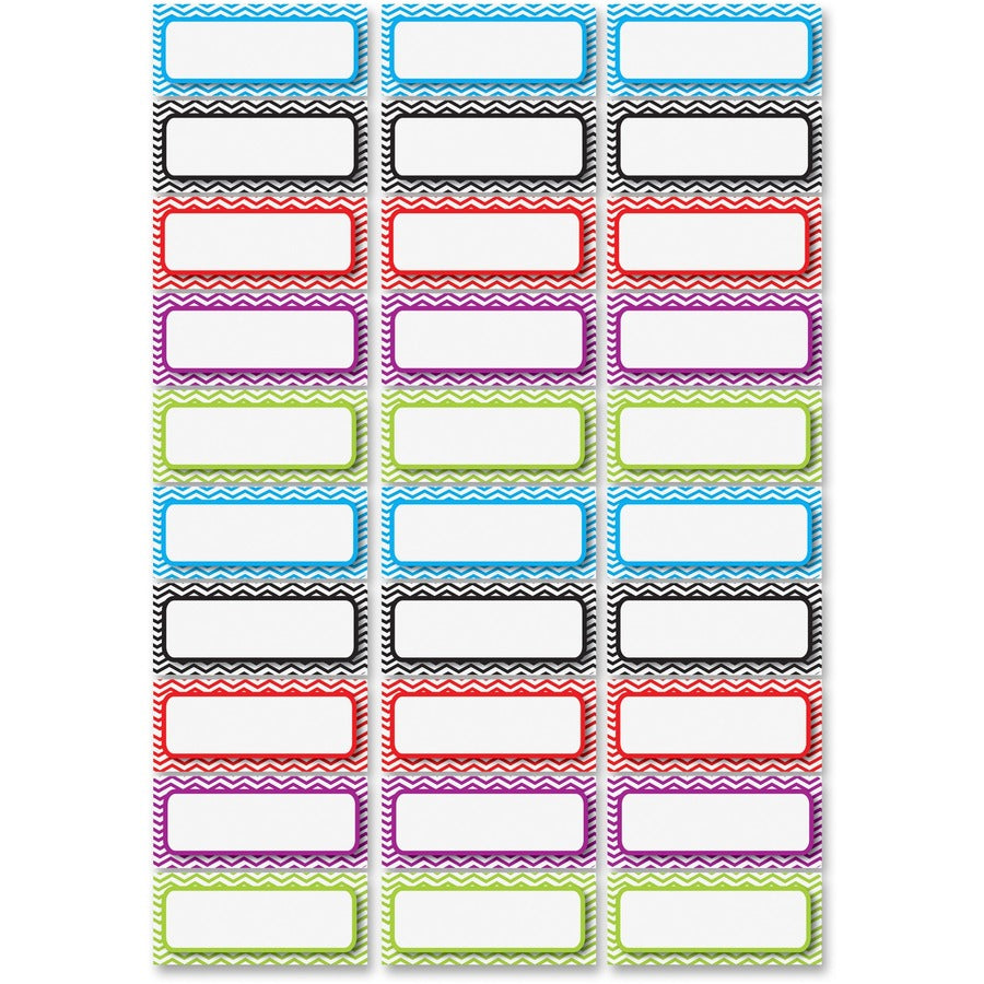 Ashley Dry Erase Chevron Nameplate Magnets - 30 x Rectangle Shape - Magnetic - Chevron - Die-cut, Write on/Wipe off, Heavy Duty - Multicolor - Foam - 1 Pack