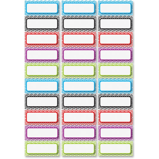 Ashley Dry Erase Chevron Nameplate Magnets - 30 x Rectangle Shape - Magnetic - Chevron - Die-cut, Write on/Wipe off, Heavy Duty - Multicolor - Foam - 1 Pack