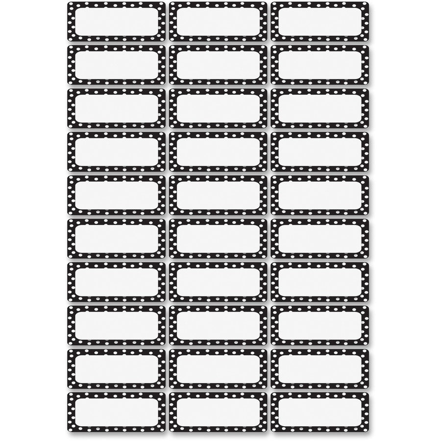 Ashley Dry Erase Black/White Dots Nameplate Magnets - Magnetic - Dotted - Die-cut, Write on/Wipe off - Black, White - 1 Pack