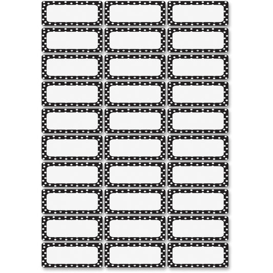 Ashley Dry Erase Black/White Dots Nameplate Magnets - Magnetic - Dotted - Die-cut, Write on/Wipe off - Black, White - 1 Pack