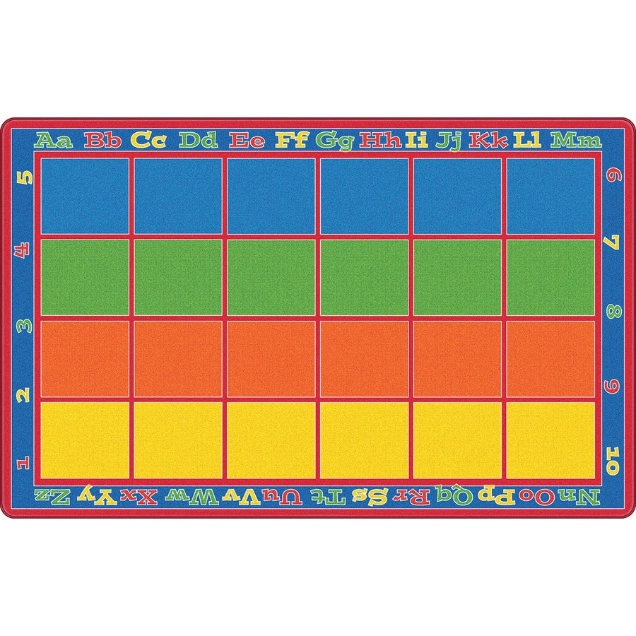 Flagship Carpets Primary Colors Square Grids Rug - 13.17" Length x 10.75" Width - Rectangle - Square Grids - Multicolor