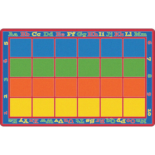 Flagship Carpets Primary Colors Square Grids Rug - 13.17" Length x 10.75" Width - Rectangle - Square Grids - Multicolor