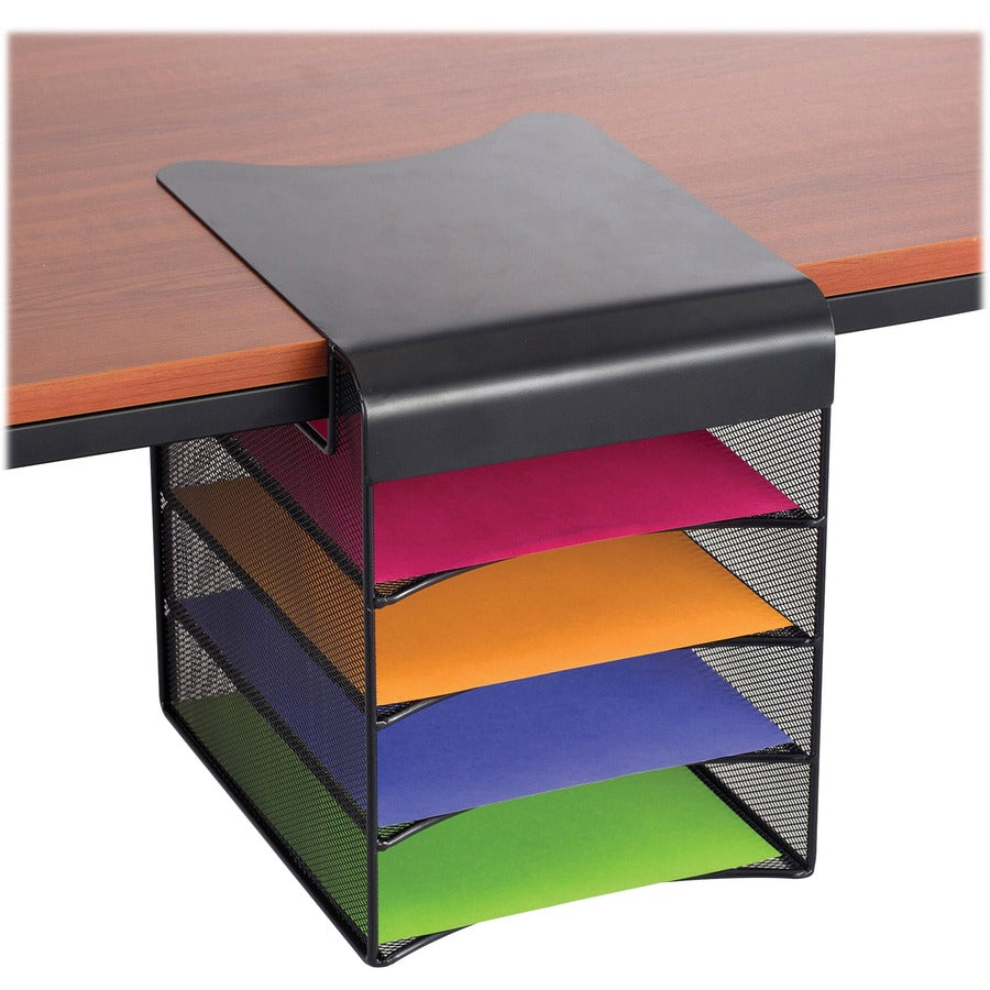 Safco Onyx Solid Top Horizontal Hanging Storage - 12" Height x 10.25" Width x 12.38" Depth - Scratch Resistant - Powder Coated - Black - Steel - 1 Each