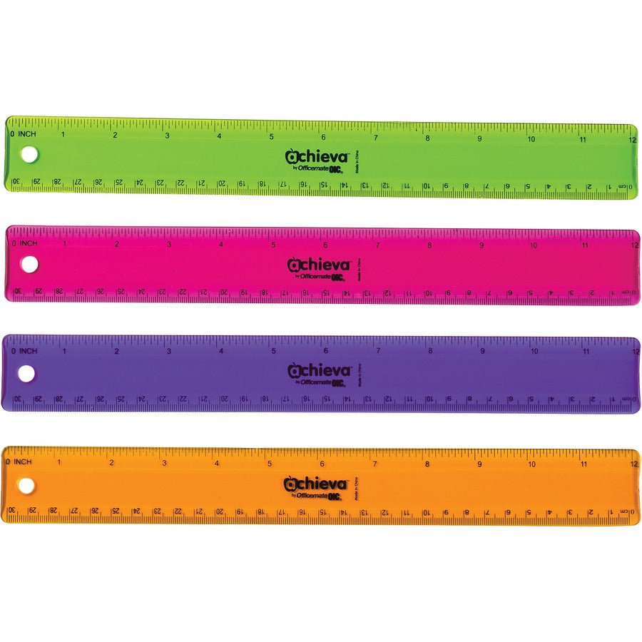 Officemate Flexible Rulers - 12" Length x 1.3" Width - Imperial, Metric Measuring System - Plastic - Assorted - 1 Each