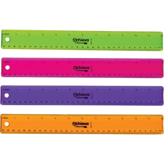 Officemate Flexible Rulers - 12" Length x 1.3" Width - Imperial, Metric Measuring System - Plastic - Assorted - 1 Each