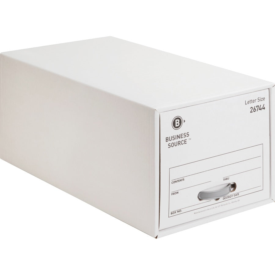 Business Source Stackable File Drawer - Internal Dimensions: 12.25" Width x 23.50" Depth x 10.25" Height - External Dimensions: 14" Width x 25.2" Depth x 11.5" Height - Media Size Supported: Letter - Stackable - Steel, Plastic - White - For File, Docum...
