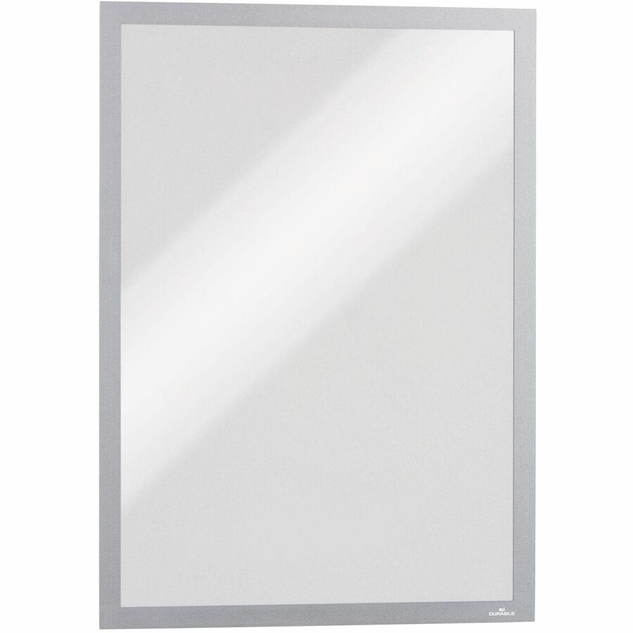 DURABLE Duraframe Tabloid-sz Adhesive Frame - 11" x 17" Frame Size - Rectangle - Horizontal, Vertical - Dual-sided, Self-adhesive, Magnetic - Silver - 2 / Pack