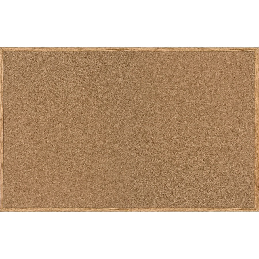Bi-office Oak Frame Cork Bulletin Board - 48" Board Height x 72" Board Width - Natural Cork Surface - Self-healing, Durable, Resilient, Environmentally Friendly - Oak Medium Density Fiber (MDF) Frame - 1 Each
