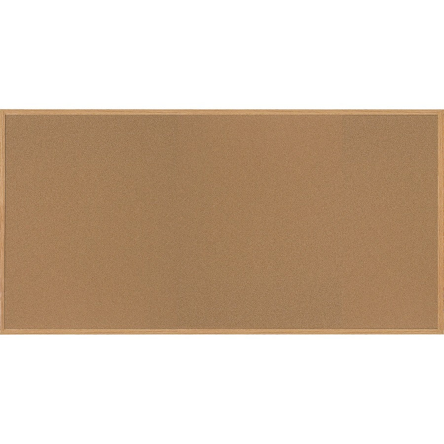 MasterVision Oak Frame Cork Bulletin Board - 48" Board Height x 96" Board Width - Brown Cork Surface - Self-healing - Oak Frame - 1 Each
