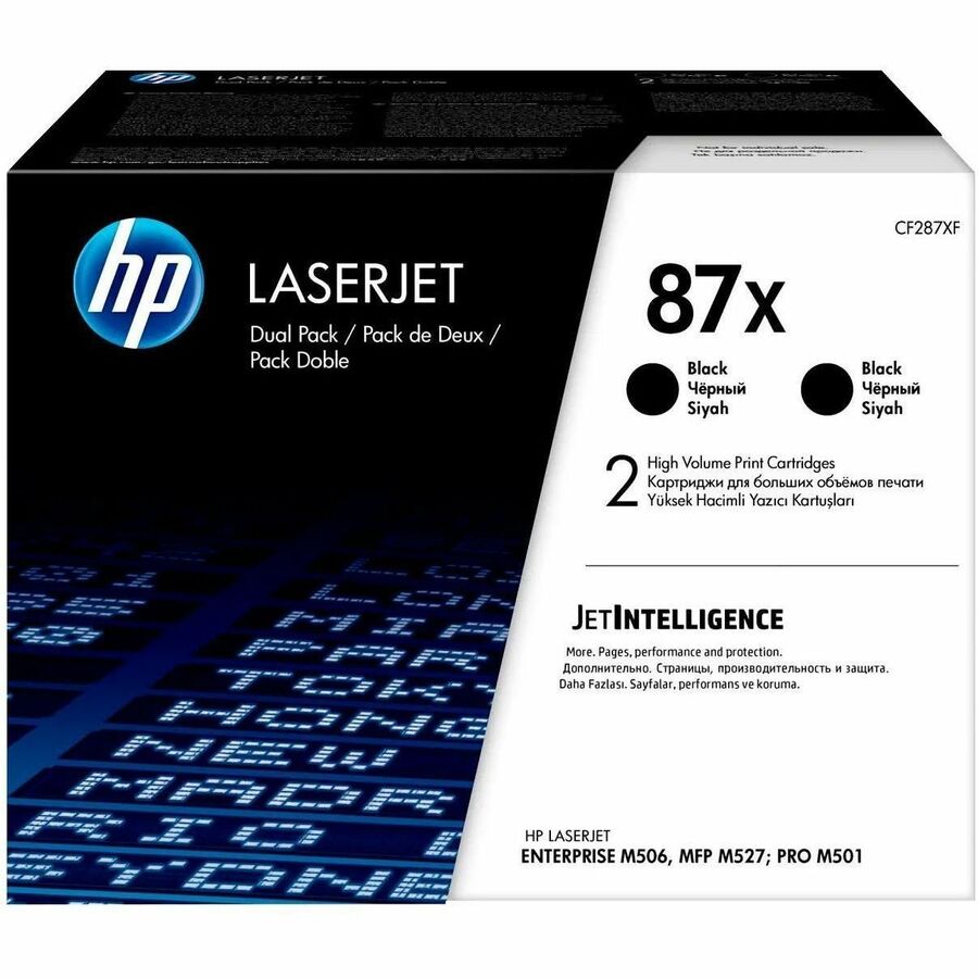 HP 87X (CF287XD) Original High Yield Laser Toner Cartridge - Black - 1 Carton - 36000 Pages