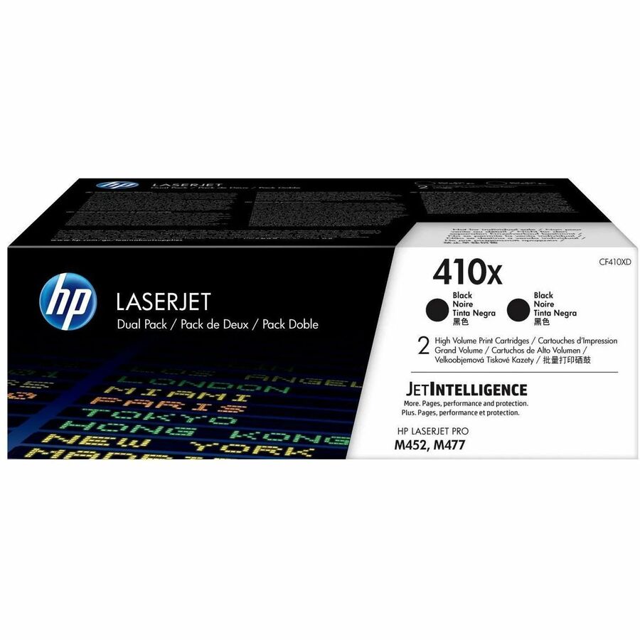 HP 410X (CF410XD) Original High Yield Laser Toner Cartridge - Black - 1 Carton - 6500 Pages (Per Cartridge)