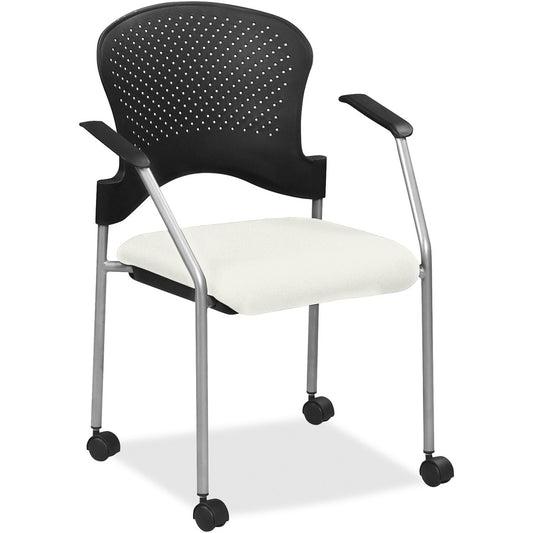 Eurotech Breeze Chair with Casters - Snow Seat Color - Fabric, Vinyl Seat Material - Snow Back Color - Plastic Back Material - Gray Frame Color - Four-legged Base - Dillon Snow - Armrest - 1 Each