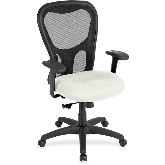 Eurotech Apollo Synchro High Back Chair - Snow Seat Color - Fabric, Vinyl Seat Material - High Back - 5-star Base - Dillon Snow - 1 Each