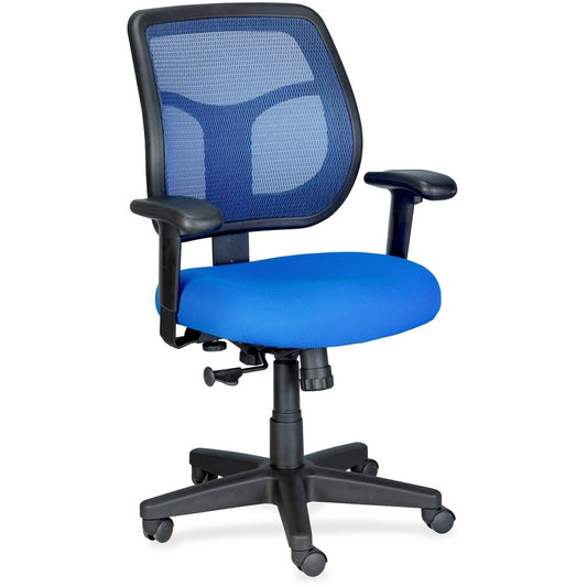 Eurotech Apollo Mid-back - Blue Seat Color - Vinyl, Fabric Seat Material - Mid Back - 5-star Base - 1 Each
