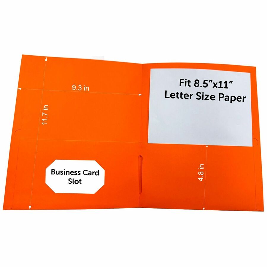 Business Source Letter Portfolio - 8 1/2" x 11" - 125 Sheets Capacity - Inside Front & Back Pocket - Orange - Card Holder - 1 Box