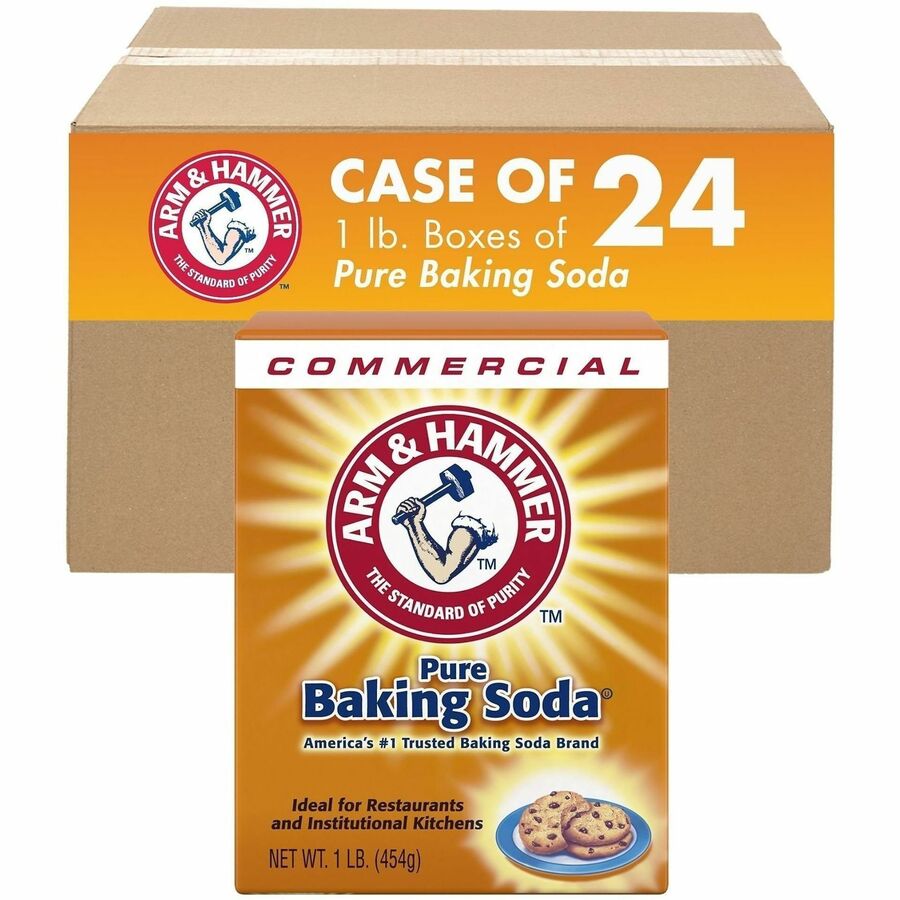 Arm & Hammer Pure Baking Soda - 16 oz (1 lb) - Environmentally Friendly, Deodorize - White - 24 / Carton
