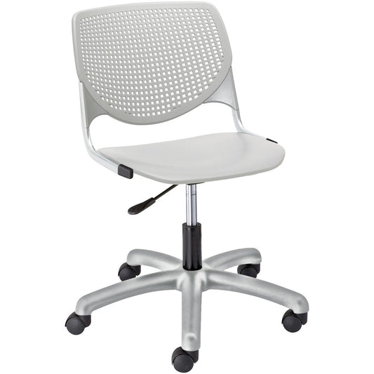 KFI Kool Task Chair with Perforated Back - Light Gray Seat Color - Polypropylene Seat Material - Light Gray Back Color - Polypropylene Back Material - Powder Coated Silver Frame Color - Steel Frame Material - 5-star Base - 1 Each
