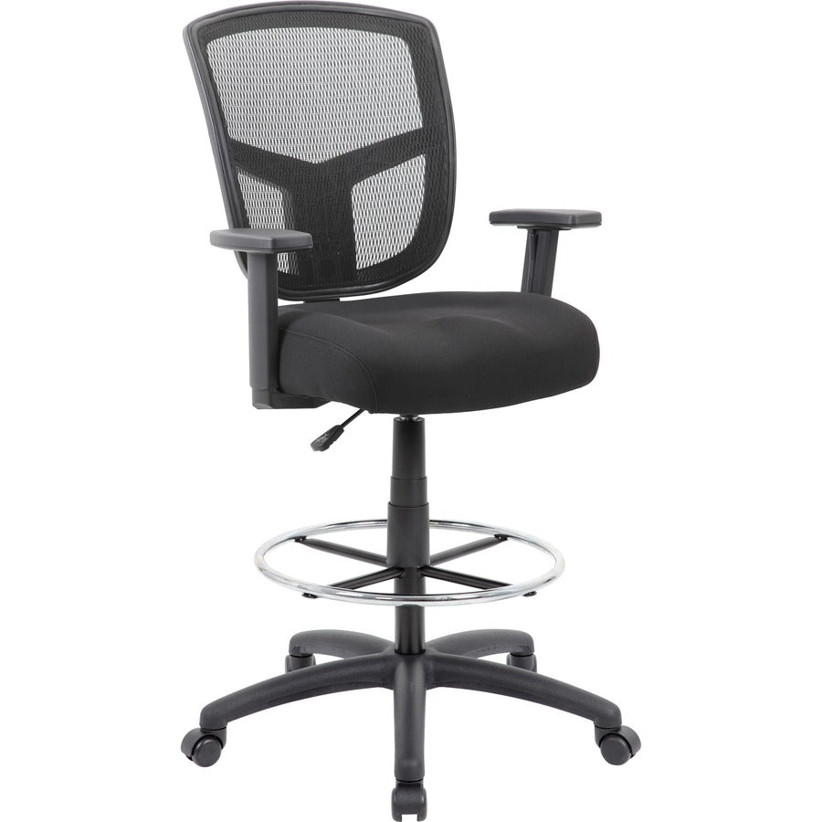 Boss Stool, Mesh, Black - Black Seat Color - High Density Foam (HDF) Seat Material - Black Back Color - 5-star Base - 1 Each