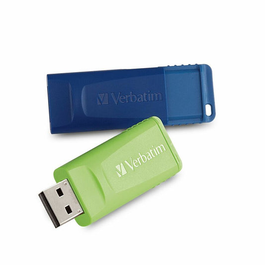 Verbatim 64GB Store 'n' Go USB Flash Drive - 2pk - Blue, Green - 64 GB - USB 2.0 Type A - Blue, Green - Lifetime Warranty - 2 / Pack