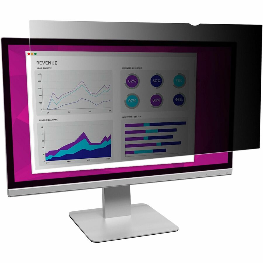 3M High Clarity Privacy Filter Black, Glossy - For 24" Widescreen LCD Monitor - 16:10 - Scratch Resistant, Dust Resistant - 1 Each