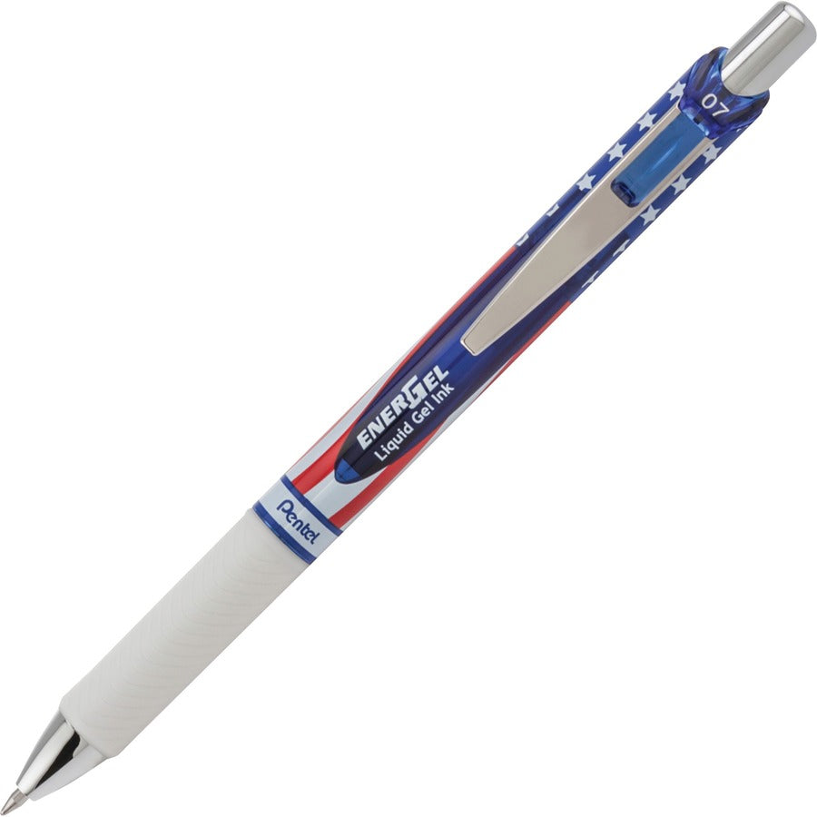 EnerGel EnerGel Stars & Stripes Liquid Gel Pens - Retractable - Black Ink - 5 / Pack