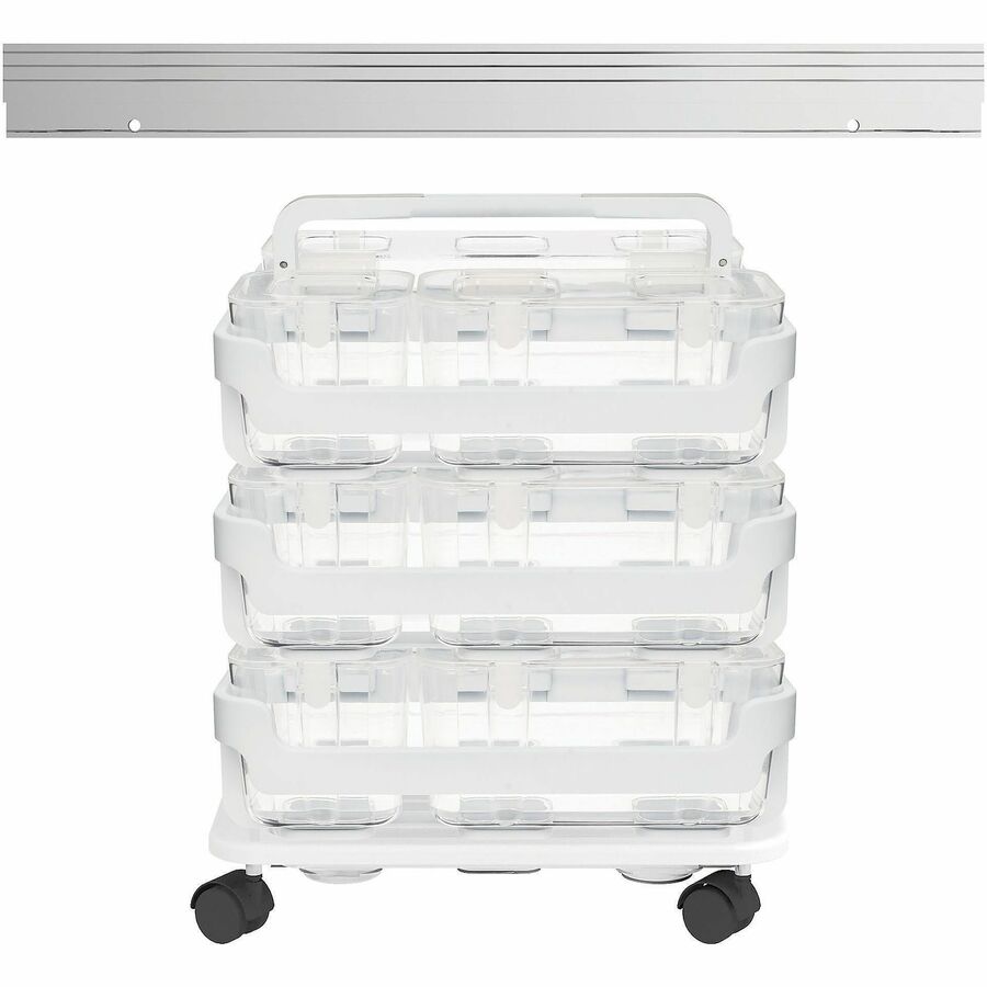 Deflecto Stackable Caddy Organizer Multi-Pack Bundle - 17.30" Height x 16" Width x 11" Depth - Floor - White - 1 Set