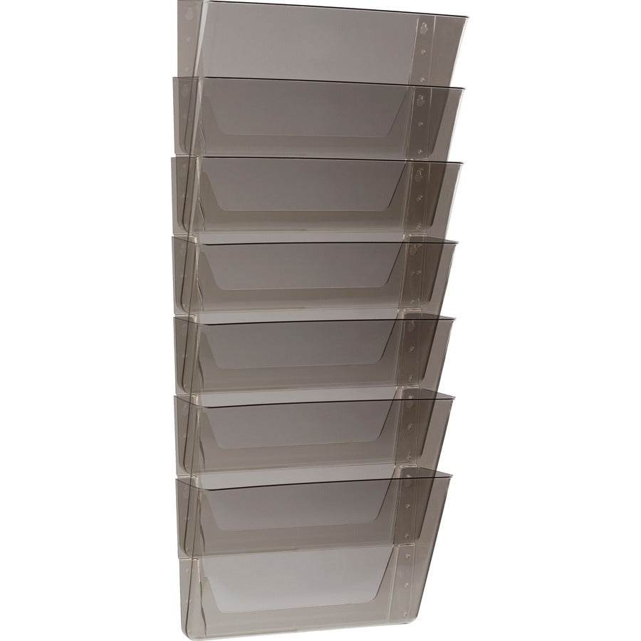 Storex Stacking Wall Pocket Set - 7" Height x 4" Width x 13" Length - Stackable, BPA Free, PVC-free - Smoke - Plastic - 7 / Set