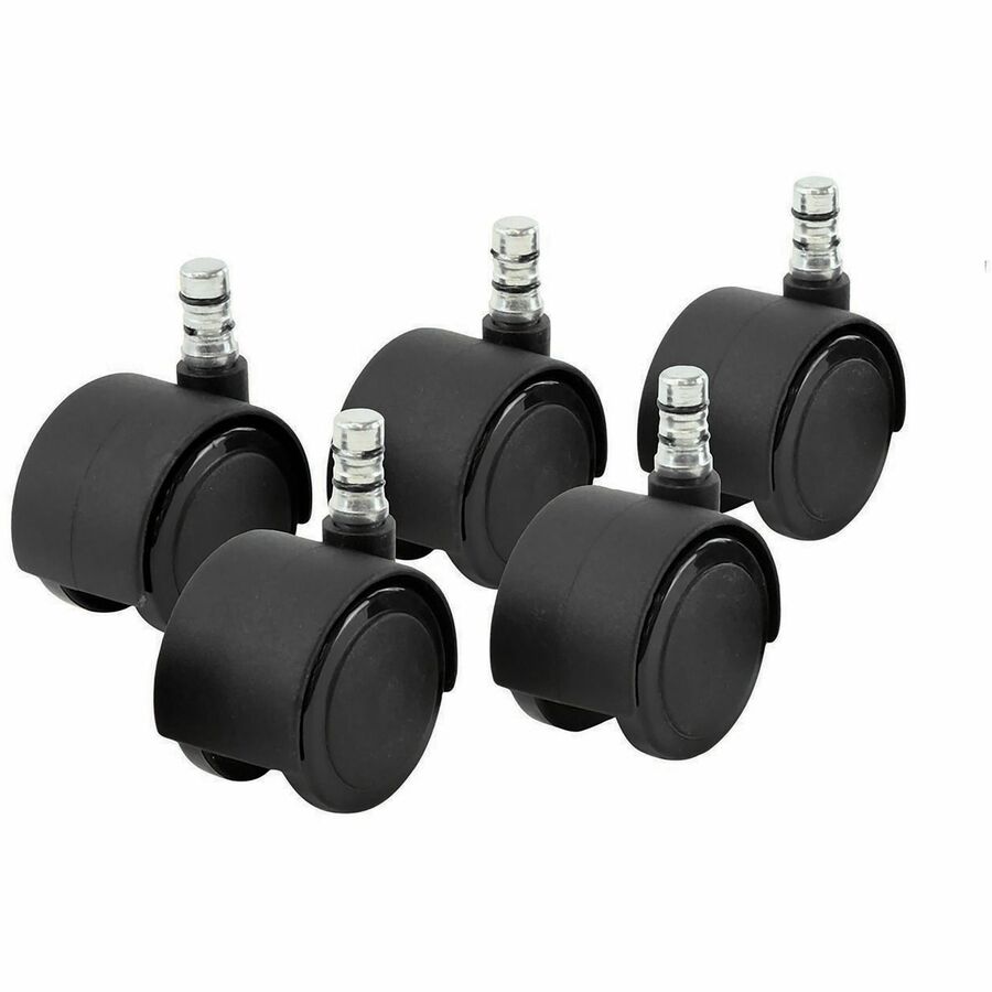 Master Caster Duet Noiseless Chair Mat Casters - 2" Diameter - 110 lb Load Capacity - Polyurethane - Matte Black - 1 Set