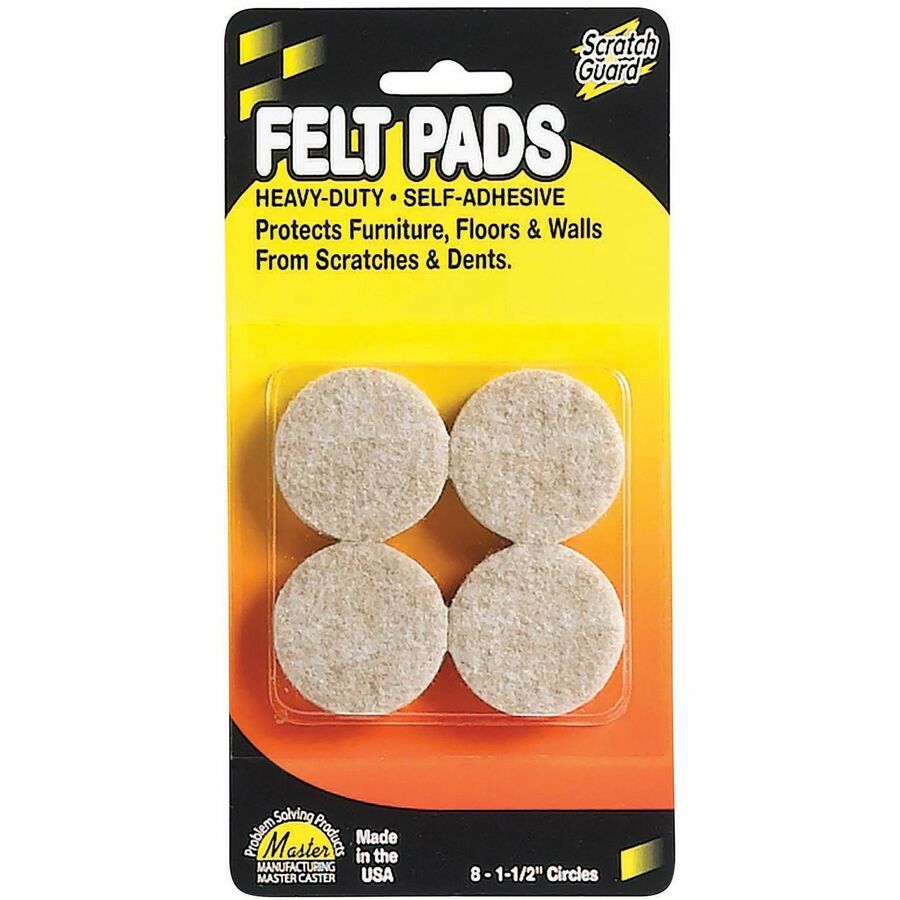 Scratch Guard Self-Adhesive Felt Circles - Circle - Self-adhesive - Beige - Polyester Felt - 1Pack