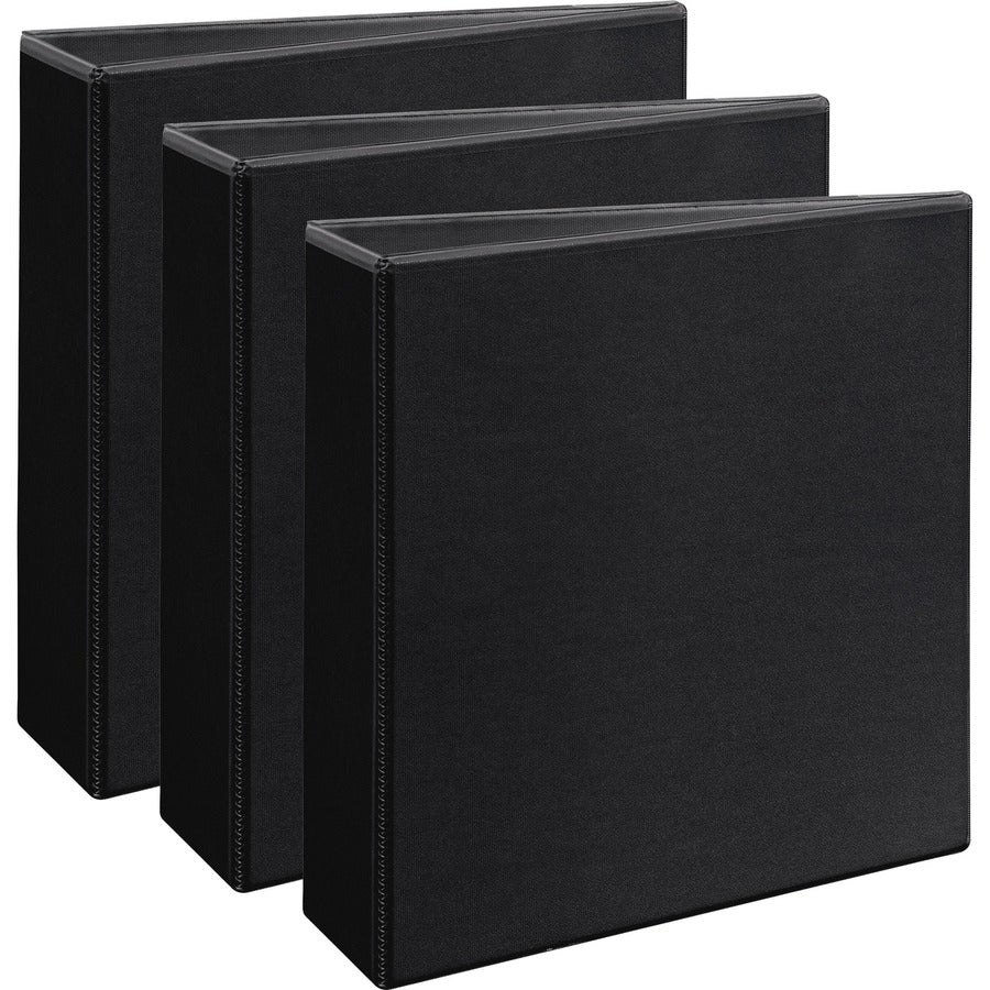 Avery&reg, Durable View Binders - EZD Rings - 3" Binder Capacity - Letter - 8 1/2" x 11" Sheet Size - 670 Sheet Capacity - 3 Ring - Fastener: D-Ring - Pocket: 4, Internal - Poly - Black - Easy Insert Spine, Exposed Rivet, Gap-free Ring, Stacked Pocket...