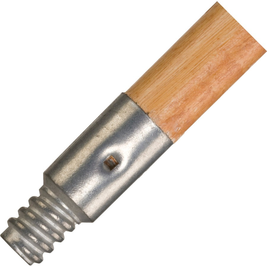 Rubbermaid Commercial Threaded Tip Wood Broom Handle - 1.30" Diameter - Natural, Lacquer - Metal, Wood - 1 Each