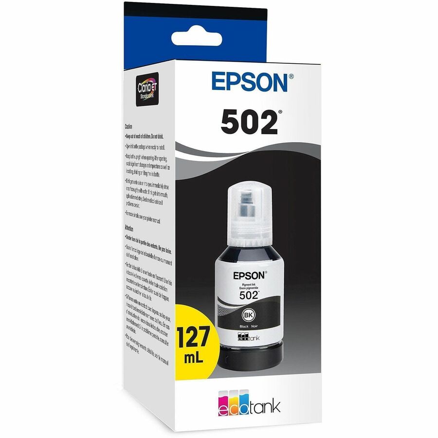 Epson T502, Black Ink Bottle - Inkjet - Black - 1 Each