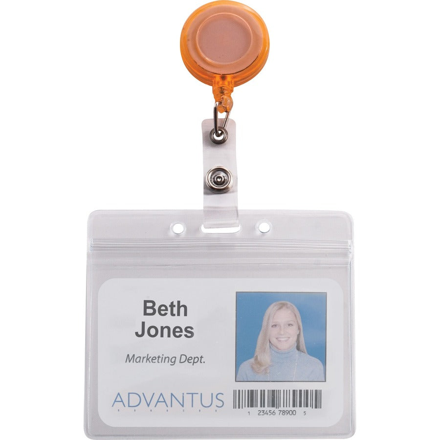 Advantus 4-Color Neon Set ID Card Reels - Metal, Plastic, Nylon - Neon Orange, Neon Yellow, Neon Green, Neon Pink - Sturdy - 20 / Pack