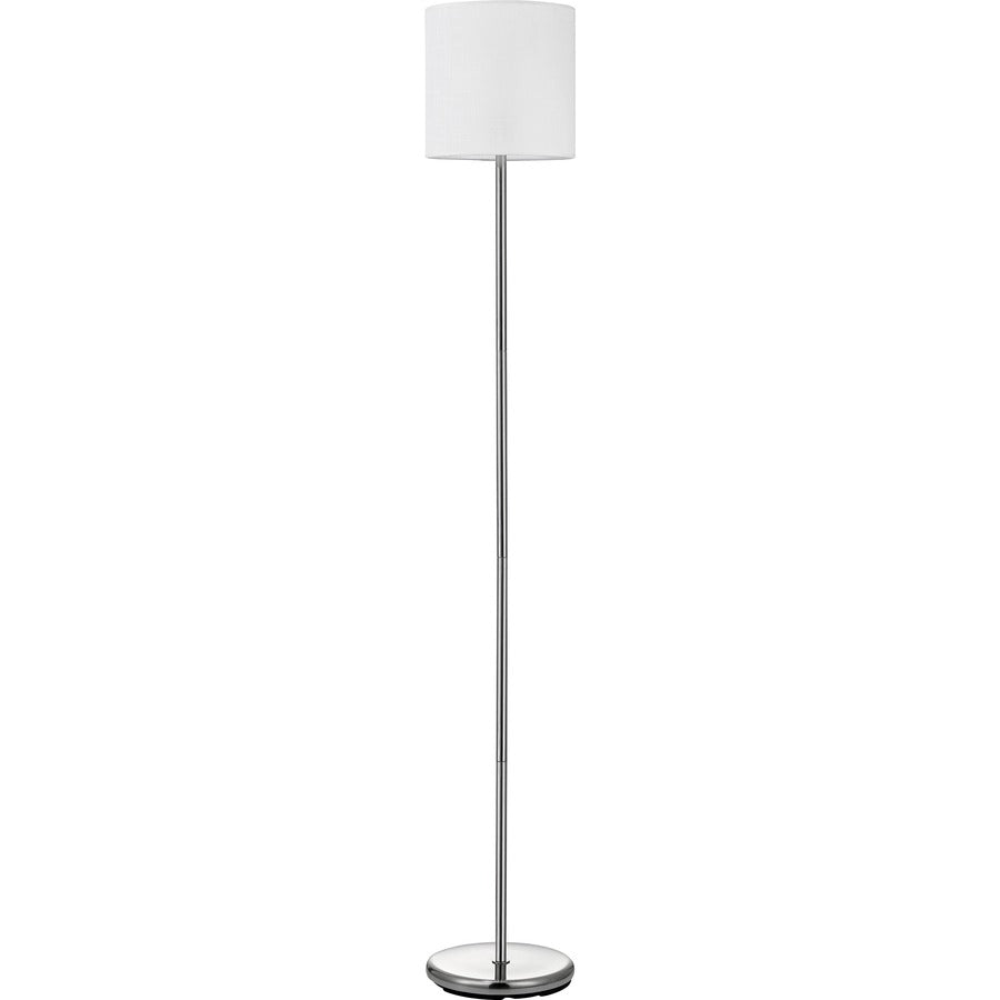 Lorell LED Contemporary Floor Lamp - 65" Height x 12" Width - 10 W LED Bulb - Brushed Nickel - Floor-mountable - Silver - for Living Room, Office, Lobby